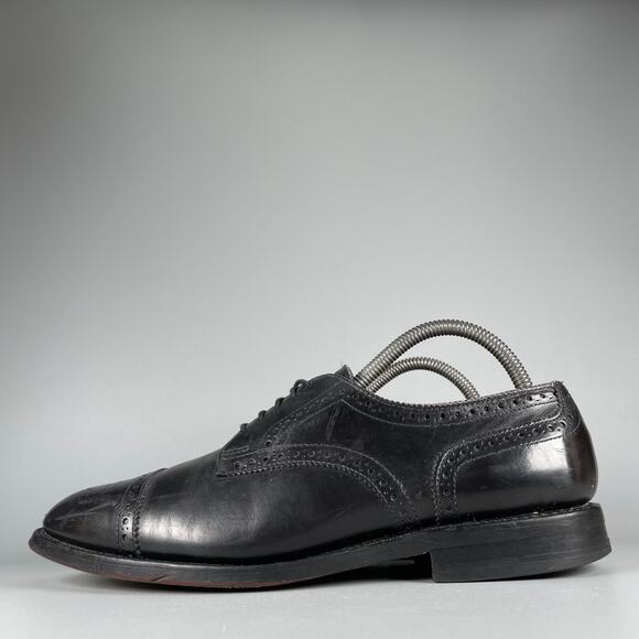 Allen Edmonds Sanford Mens 7.5 D Black Leather Wingtip Cap Toe Oxford Dress Shoe main image 4